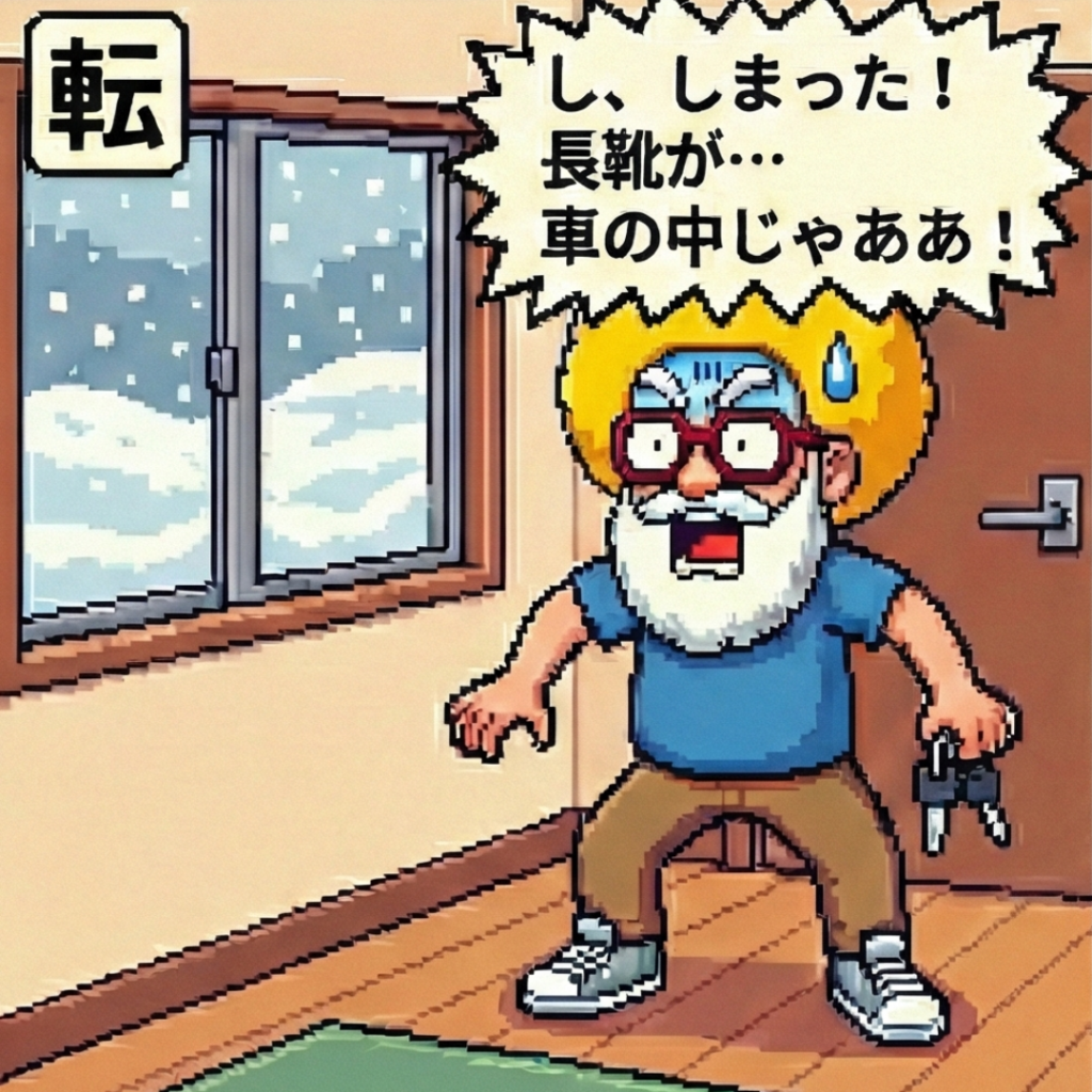 しまった！長靴が‥