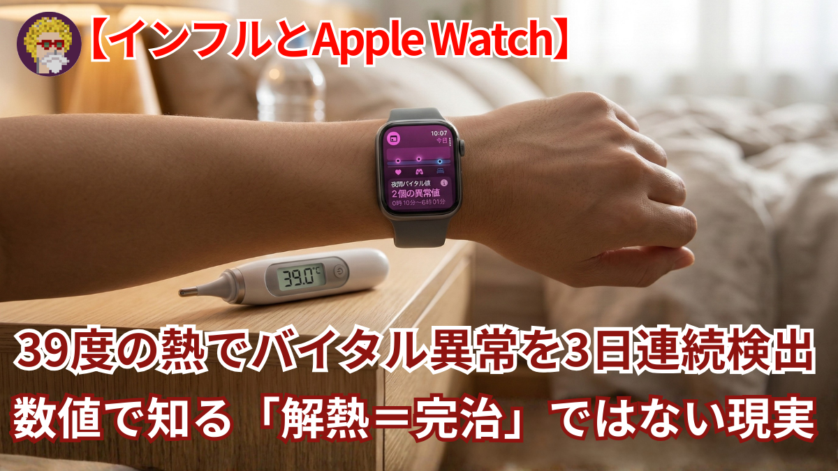 【インフルとApple Watch】39度の熱でバイタル異常を3日連続検出