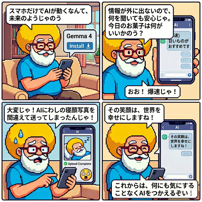 【４コマ漫画#072】 爆速！安心！（ローカルAI）