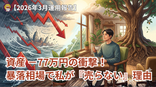 【2026年3月運用報告】資産-77万円の衝撃。暴落相場で私が『売らない』理由