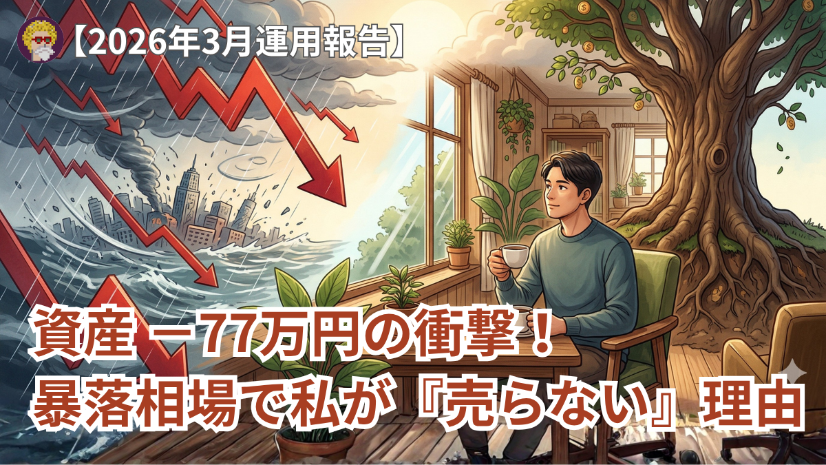 【2026年3月運用報告】資産-77万円の衝撃。暴落相場で私が『売らない』理由