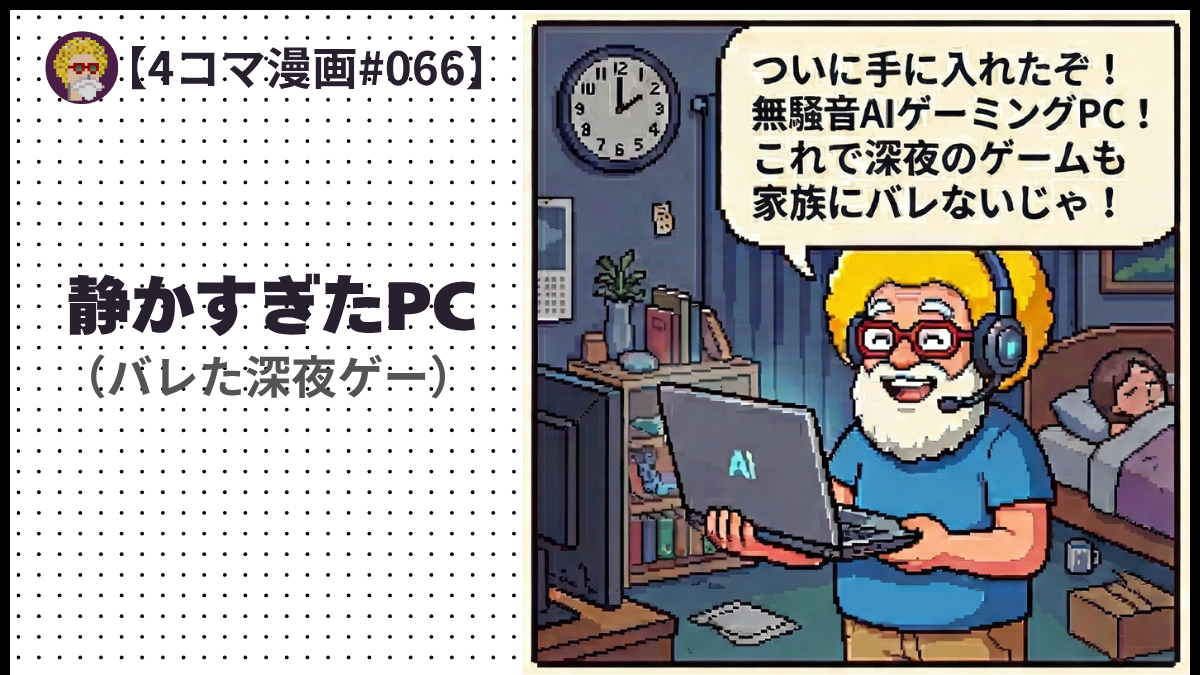 【４コマ漫画#066】静かすぎたPC（バレた深夜ゲー）