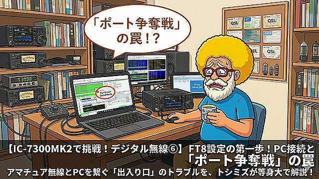 【IC-7300MK2で挑戦！デジタル無線⑥】FT8設定の第一歩！PC接続と「ポート争奪戦」の罠