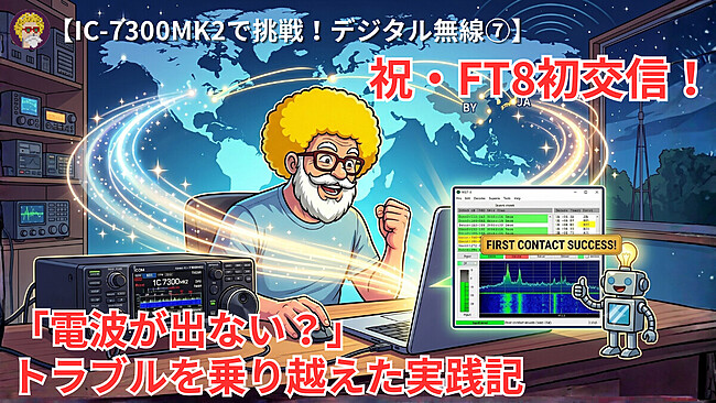 【IC-7300MK2で挑戦！デジタル無線⑦】祝・FT8初交信！「電波が出ない？」トラブルを乗り越えた実践記