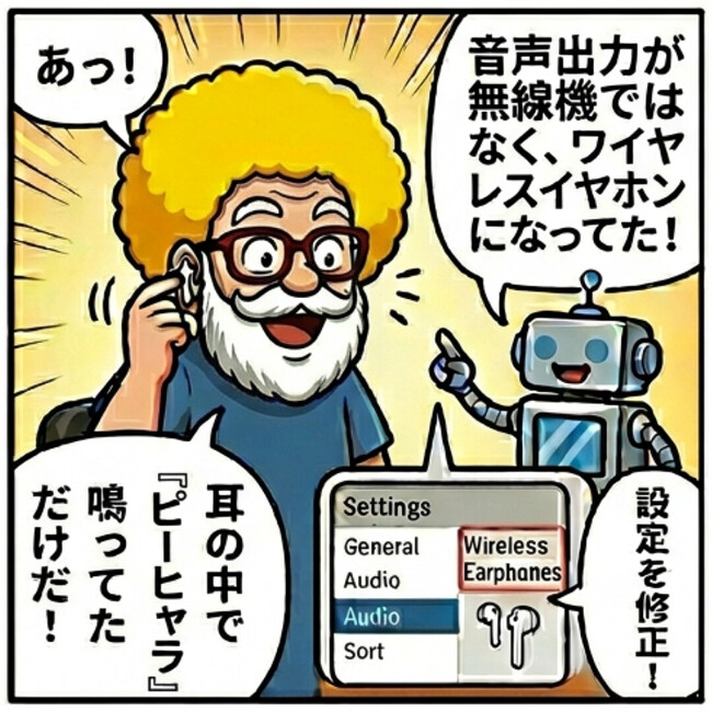 音声出力が無線機ではなく…