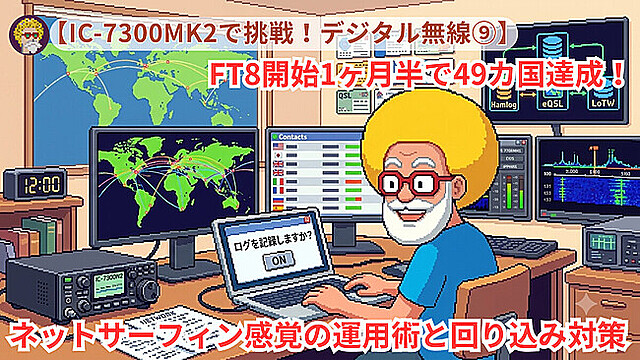 【IC-7300MK2で挑戦！デジタル無線⑨】FT8開始1ヶ月半で49カ国達成！ネットサーフィン感覚の運用術と回り込み対策