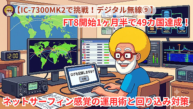 【IC-7300MK2で挑戦！デジタル無線⑨】FT8開始1ヶ月半で49カ国達成！ネットサーフィン感覚の運用術と回り込み対策