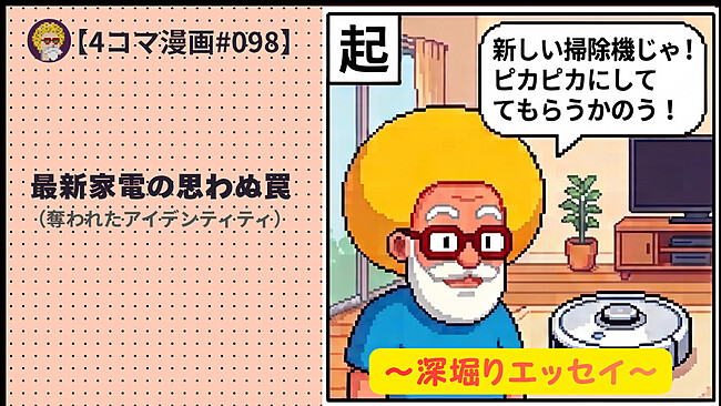 【４コマ漫画#098】最新家電の思わぬ罠（奪われたアイデンティティ）