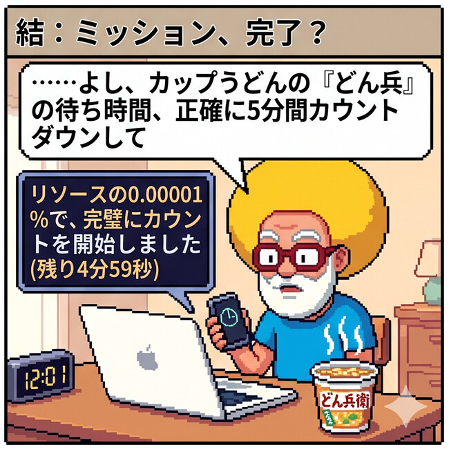 正確に5分間カウントダウンして