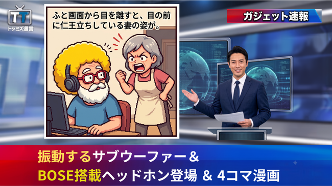 【トシミズ通信・ガジェット編 Vol.04】振動するサブウーファー＆BOSE搭載ヘッドホン登場 ＆ 4コマ漫画