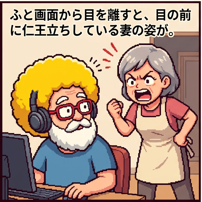 仁王立ちしている妻の姿が