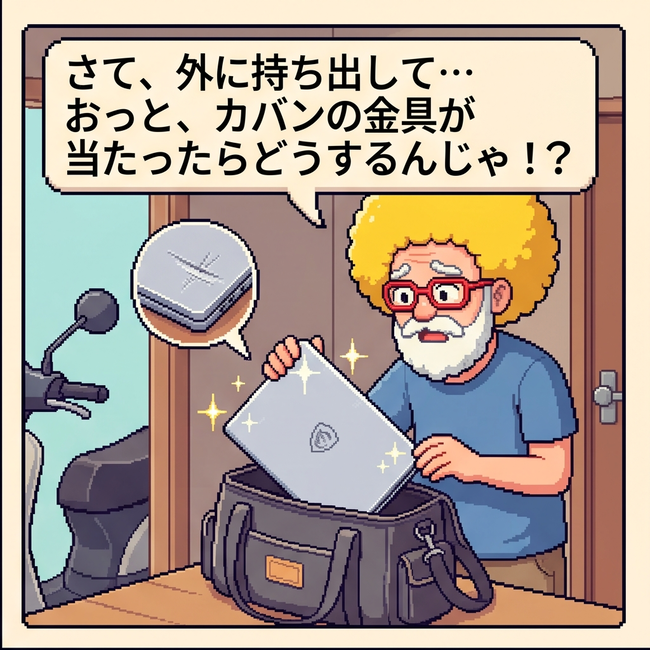 カバンの金具が当たったら