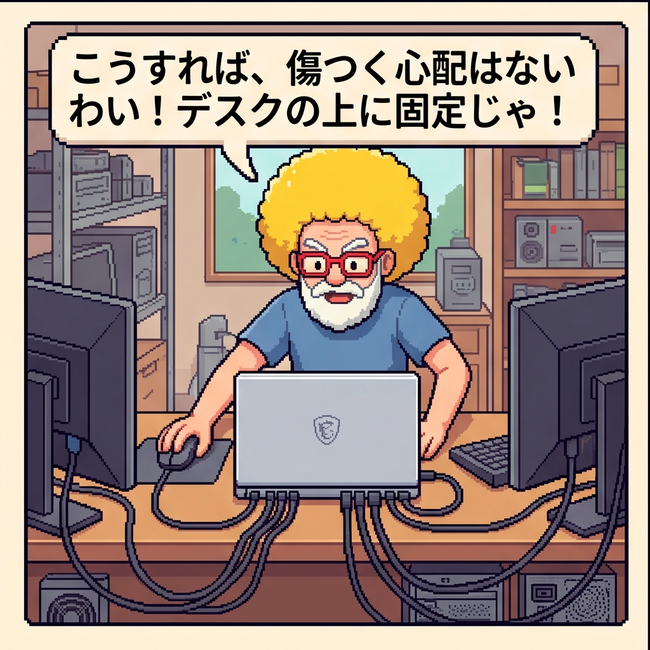デスクの上に固定じゃ