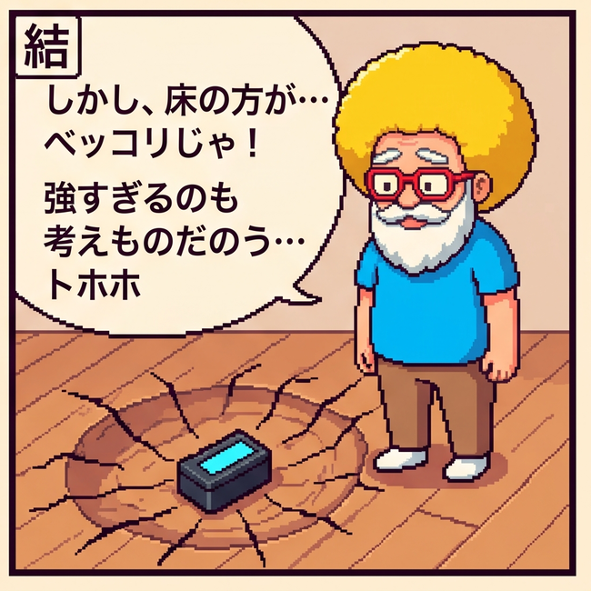 床のほうがベッコリじゃ