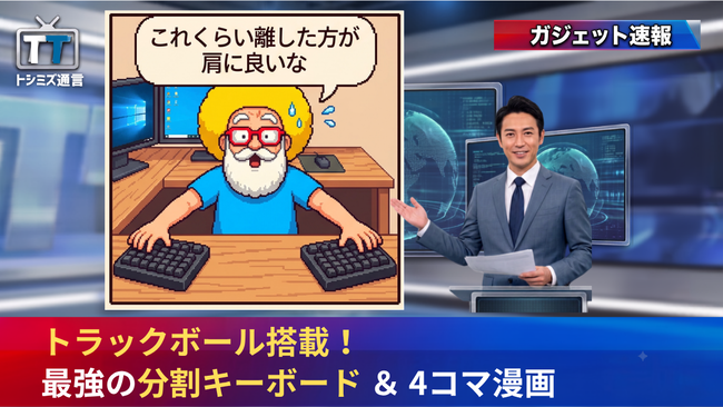 【トシミズ通信・ガジェット編 Vol.27】トラックボール搭載！最強の分割キーボード ＆ 4コマ漫画