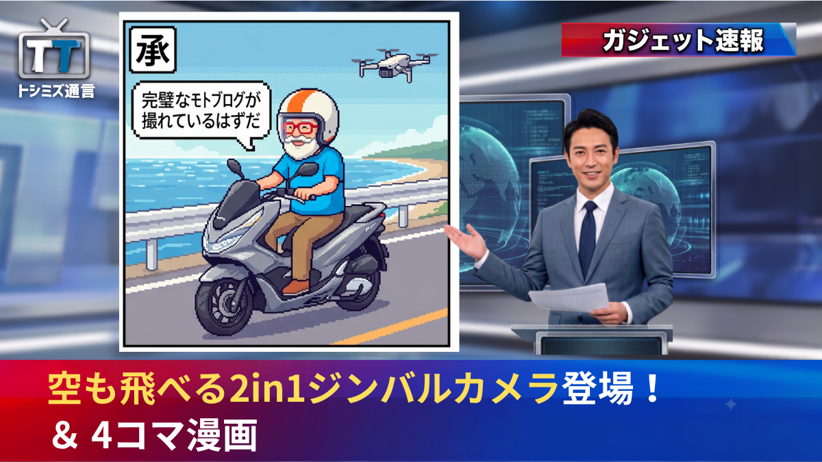 【トシミズ通信・ガジェット編 Vol.29】空も飛べる2in1ジンバルカメラ登場！ ＆ 4コマ漫画