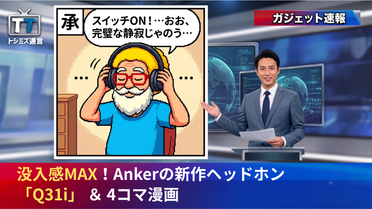 【トシミズ通信・ガジェット編 Vol.43】没入感MAX！Ankerの新作ヘッドホン「Q31i」 ＆ 4コマ漫画