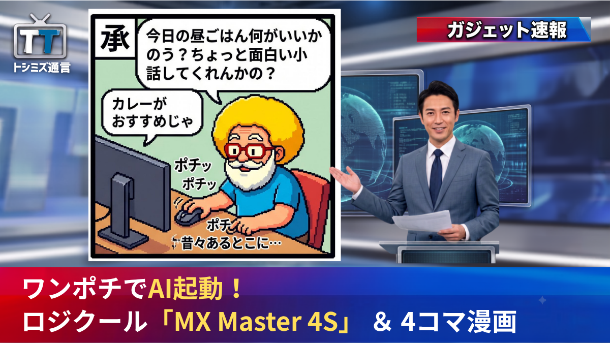 【トシミズ通信・ガジェット編 Vol.45】ワンポチでAI起動！ロジクール「MX Master 4S」 ＆ 4コマ漫画